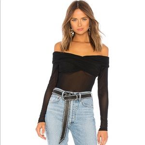 by the way Ramona Mesh Off Shoulder Bodysuit